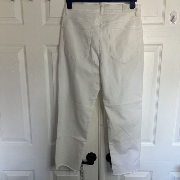 New EXPRESS Straight Ankle White Mid Rise White Jeans Size 10 R - Picture 8 of 13
